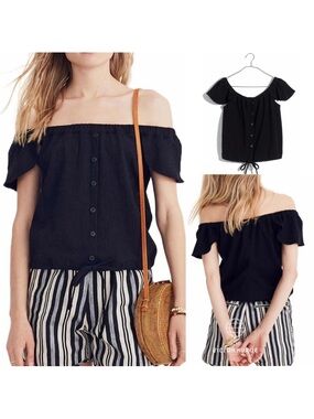 Madewell off the shoulder drawstring top xxs